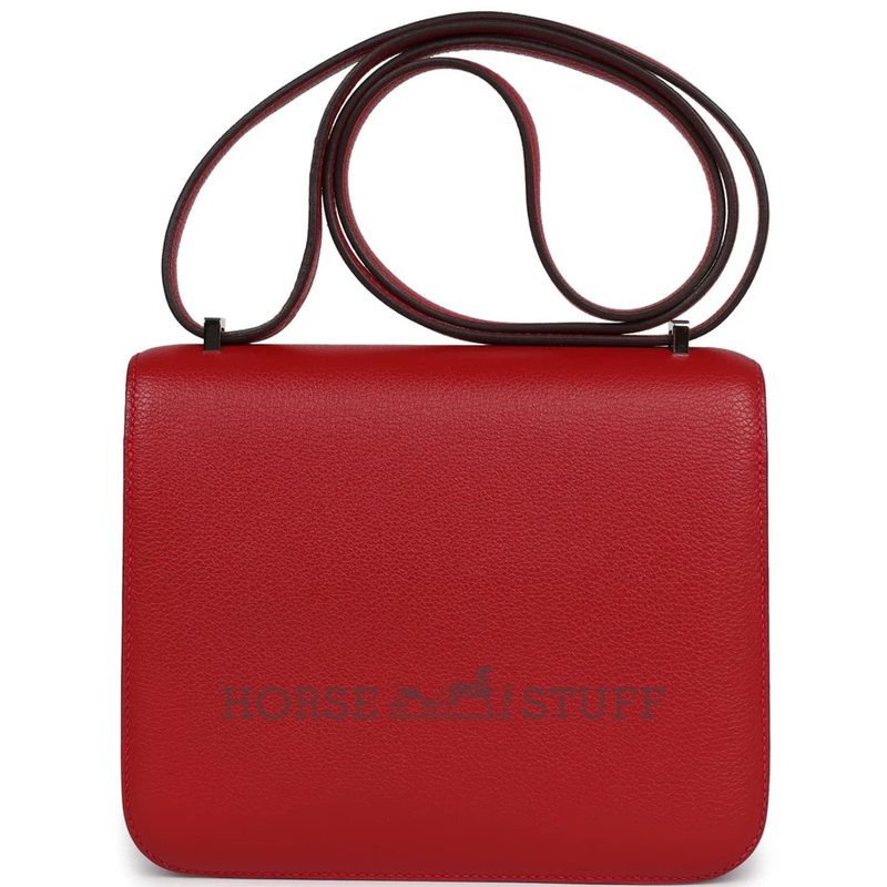 HERMÈS Constance Mini 18 Rouge Casaque Evercolor PHW