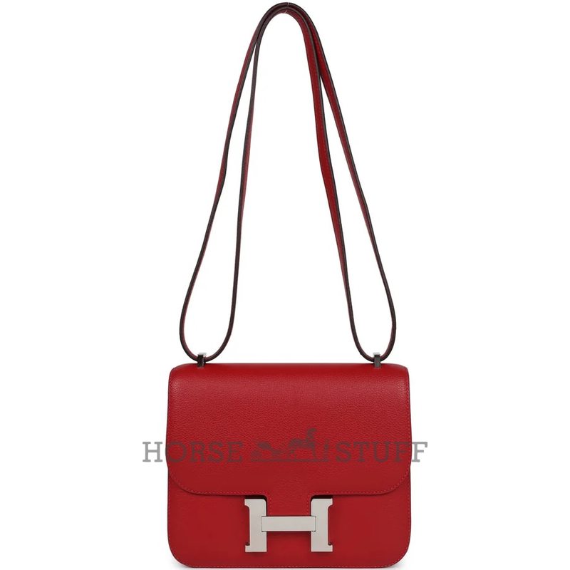HERMÈS Constance Mini 18 Rouge Casaque Evercolor PHW