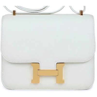 HERMÈS Constance Mini 18 White Evercolor GHW