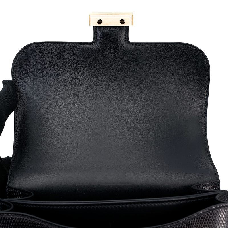 Hermès Constance 18 Black Shiny Niloticus Lizard GHW