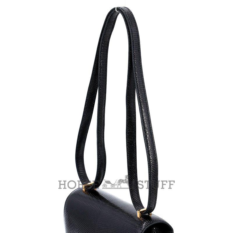 Hermès Constance 18 Black Shiny Niloticus Lizard GHW