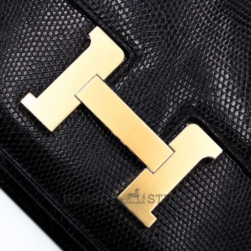 Hermès Constance 18 Black Shiny Niloticus Lizard GHW