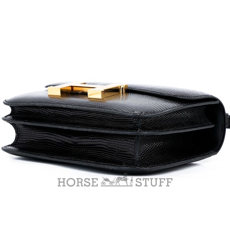 Hermès Constance 18 Black Shiny Niloticus Lizard GHW
