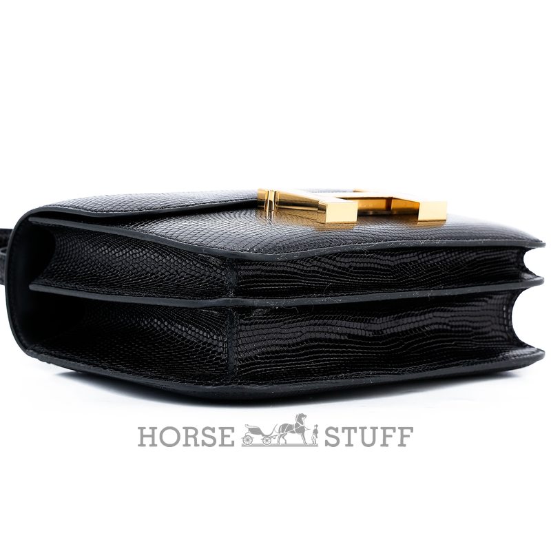 Hermès Constance 18 Black Shiny Niloticus Lizard GHW