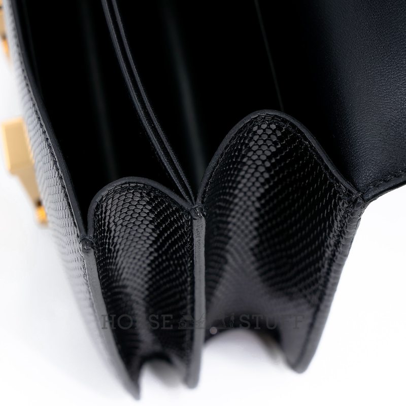 Hermès Constance 18 Black Shiny Niloticus Lizard GHW