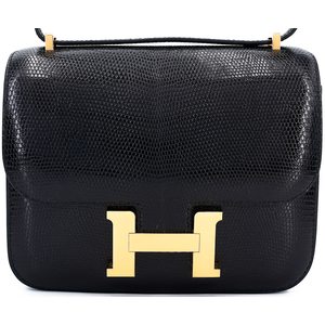 Hermès Constance 18 Black Shiny Niloticus Lizard GHW