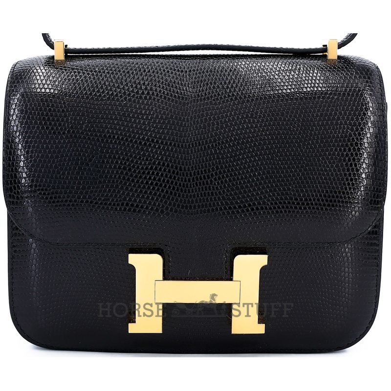 Hermès Constance 18 Black Shiny Niloticus Lizard GHW