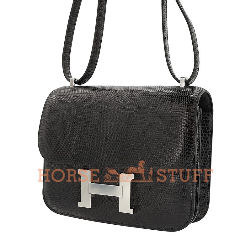 Hermès Constance 18 Black Shiny Niloticus Lizard PHW