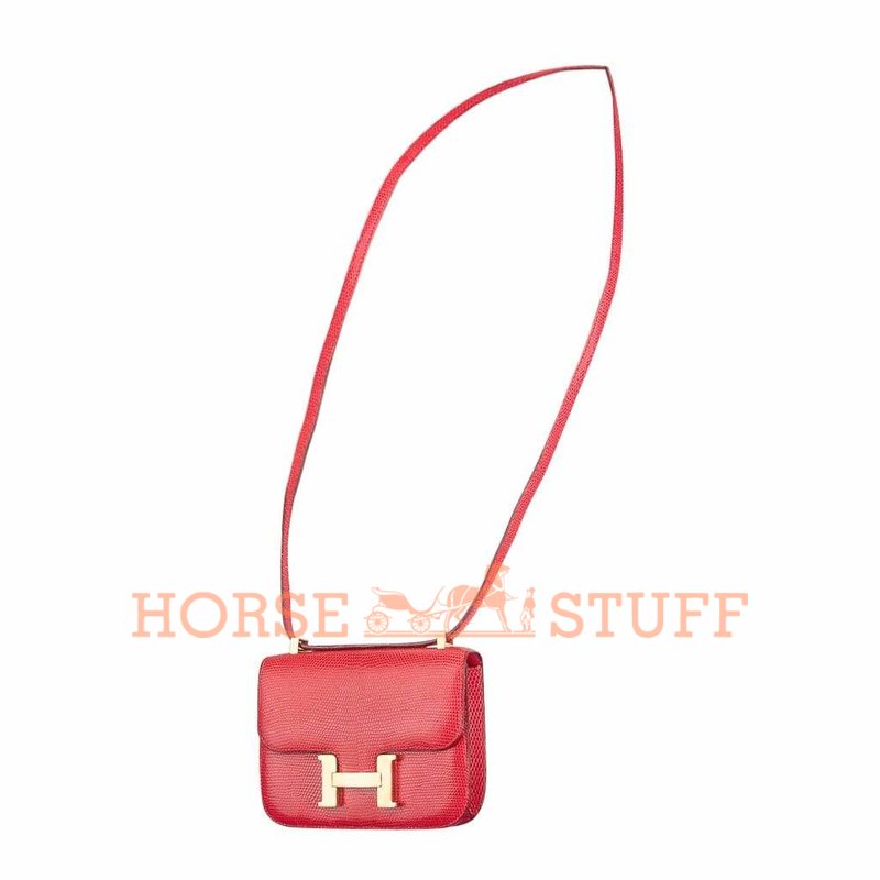 Hermès Constance 18 Rouge Casaque Shiny Niloticus Lizard GHW