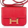 Hermès Constance 18 Rouge Casaque Shiny Niloticus Lizard GHW