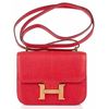 Hermès Constance 18 Rouge Casaque Shiny Niloticus Lizard GHW