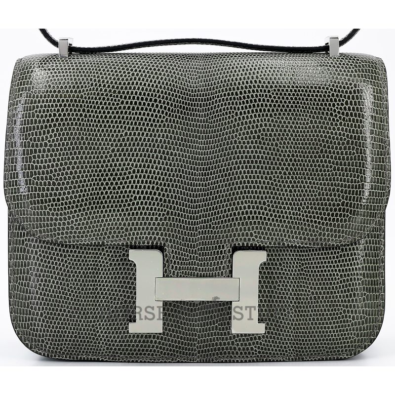 Hermès Constance 18 Gris Fonce Shiny Niloticus Lizard PHW