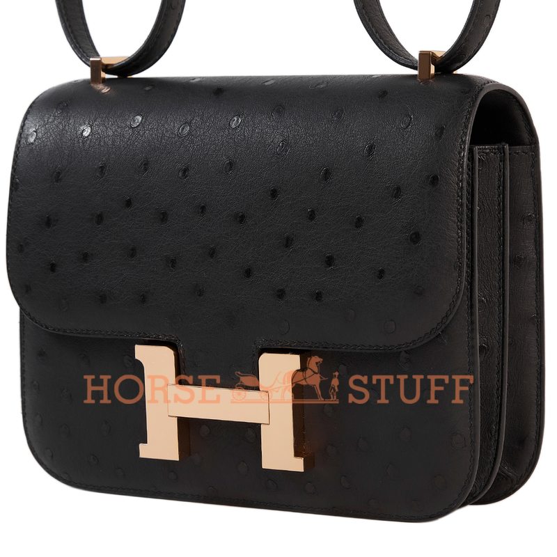 Hermès Constance 18 Black Ostrich RGHW