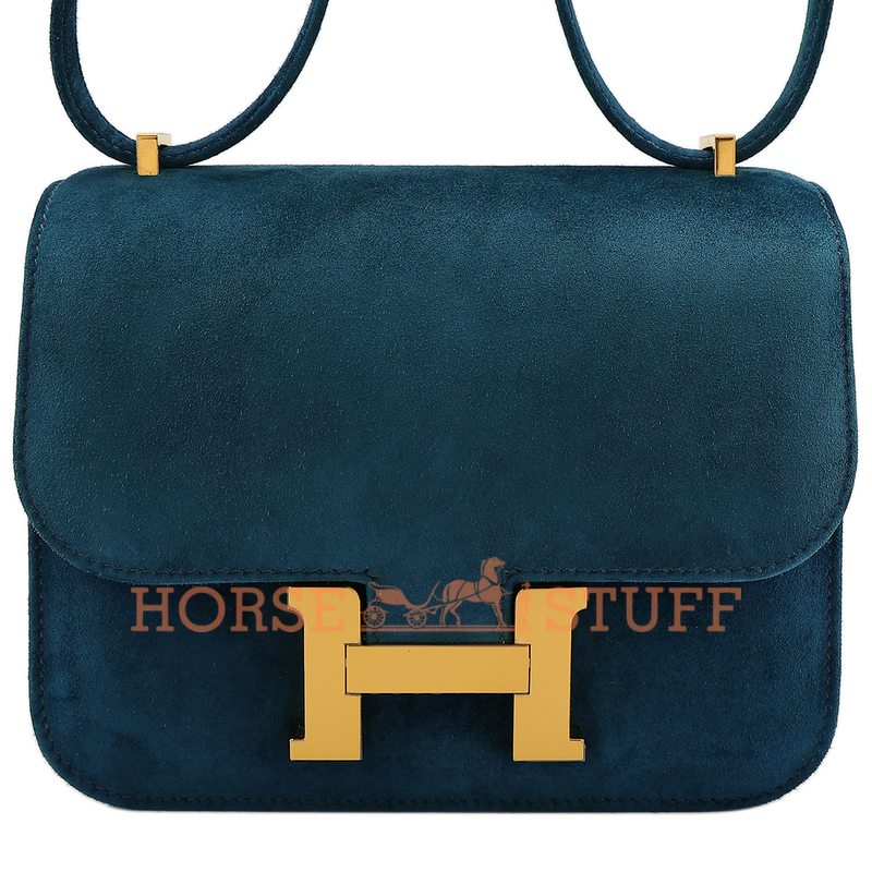 Hermès Constance 18 Blue Ocean Doblis Suede GHW