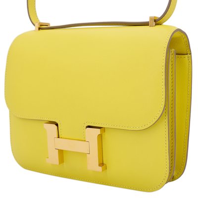 HERMÈS Constance Mini 18 Lime Swift GHW