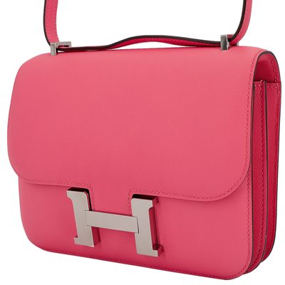HERMÈS Constance Mini 18 Rose Azalee Swift PHW