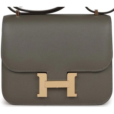 HERMÈS Constance Mini 18 Verso Gris Meyer / Gris Pale Evercolor GHW