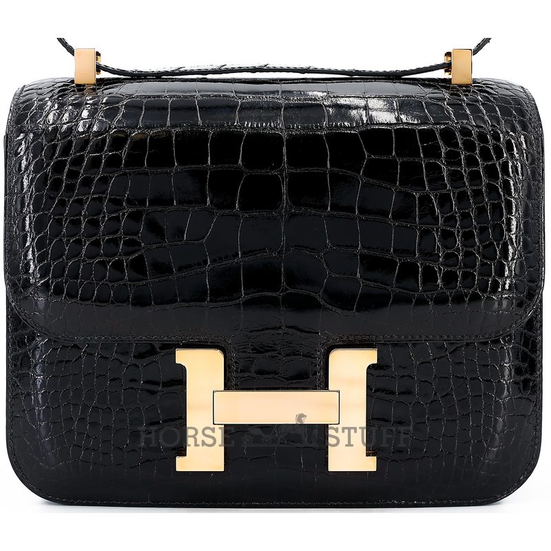 Hermès Constance 24 Black Shiny Crocodile Alligator RGHW