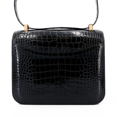 Hermès Constance 24 Black Shiny Crocodile Alligator RGHW