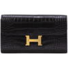 Hermès Constance To Go Wallet Black Matte Crocodile Alligator GHW