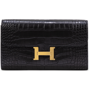 Hermès Constance To Go Wallet Black Matte Crocodile Alligator GHW