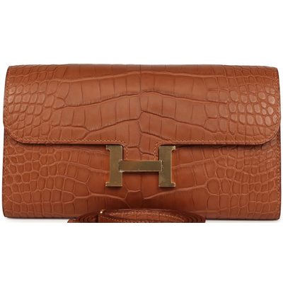 Hermès Constance To Go Wallet Gold Matte Crocodile Alligator GHW