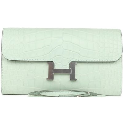 Hermès Constance To Go Wallet Vert D'Eau Matte Crocodile Alligator PHW