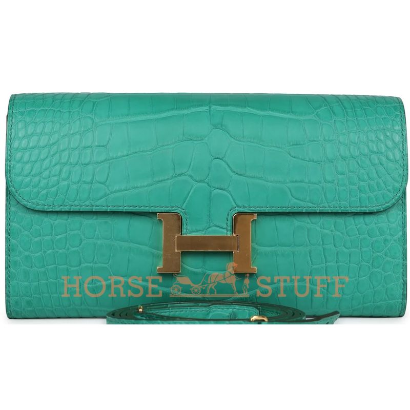 Hermès Constance To Go Wallet Vert Jade Matte Crocodile Alligator GHW