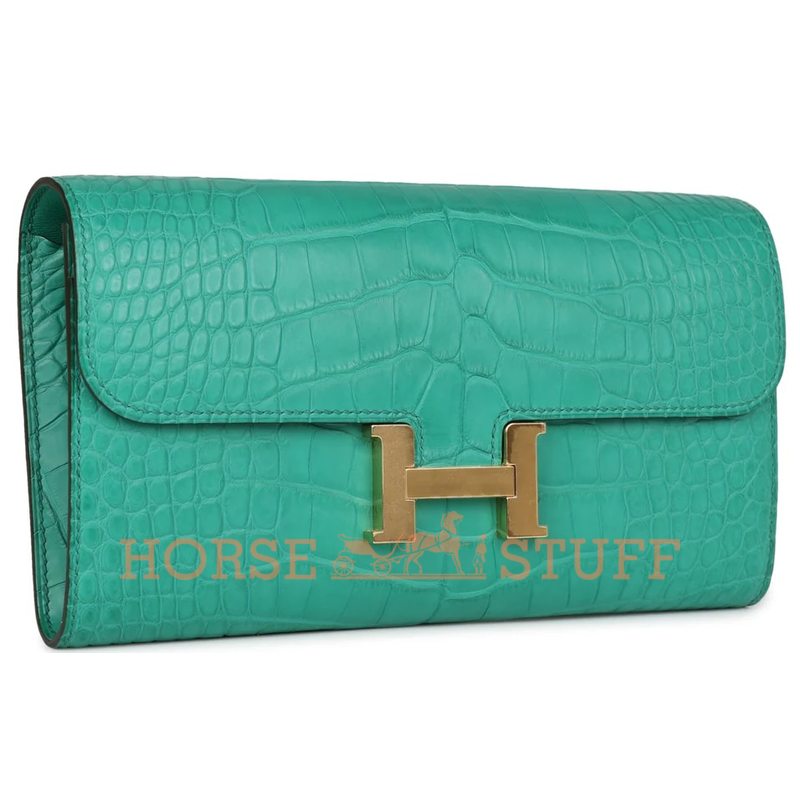 Hermès Constance To Go Wallet Vert Jade Matte Crocodile Alligator GHW