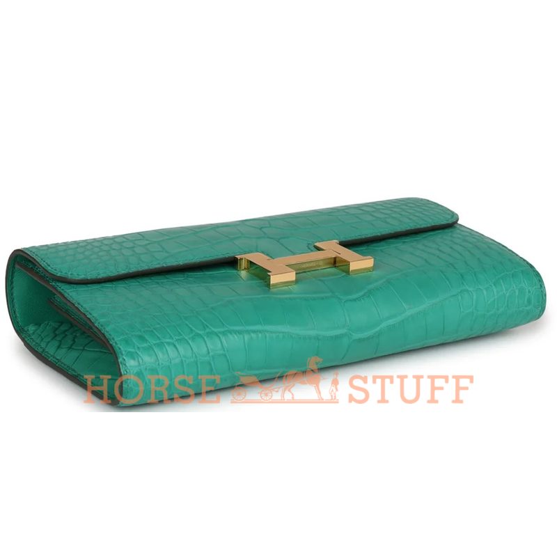 Hermès Constance To Go Wallet Vert Jade Matte Crocodile Alligator GHW