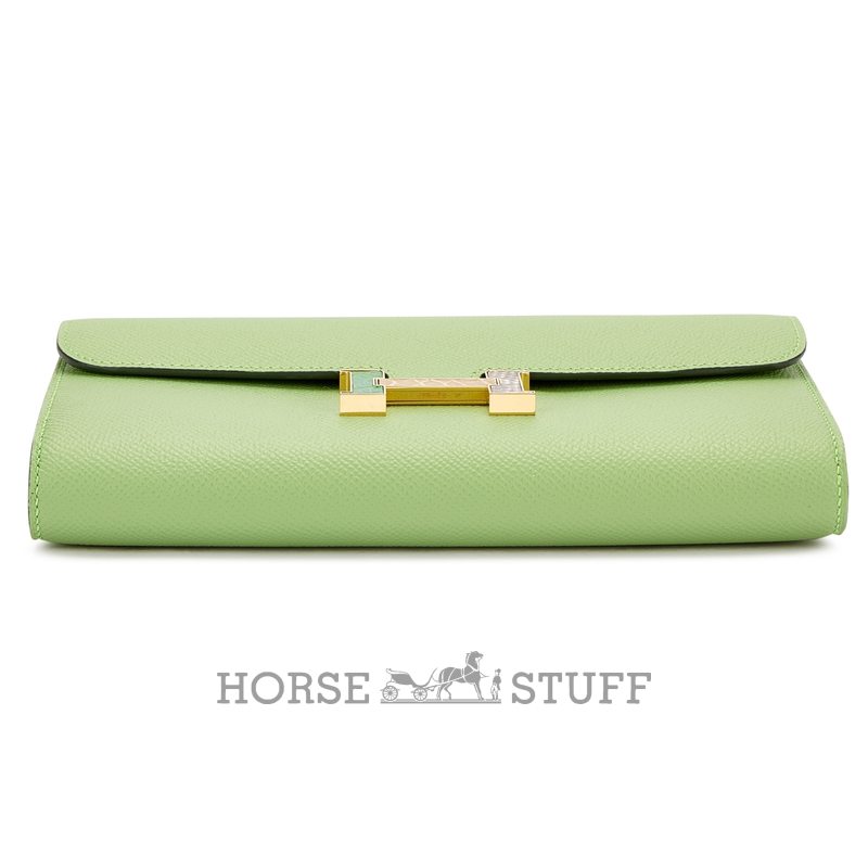 Hermès Constance To Go Wallet Vert Criquet Epsom with Cactus / Beige Sable Shiny Crocodile Alligator and Ombre Salvatore Varanus Lizard GHW