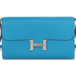 Hermès Constance To Go Wallet Blue Frida Evercolor PHW