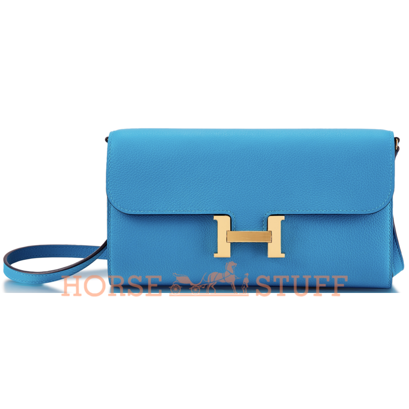 Hermès Constance To Go Wallet Blue Zanzibar Evercolor GHW