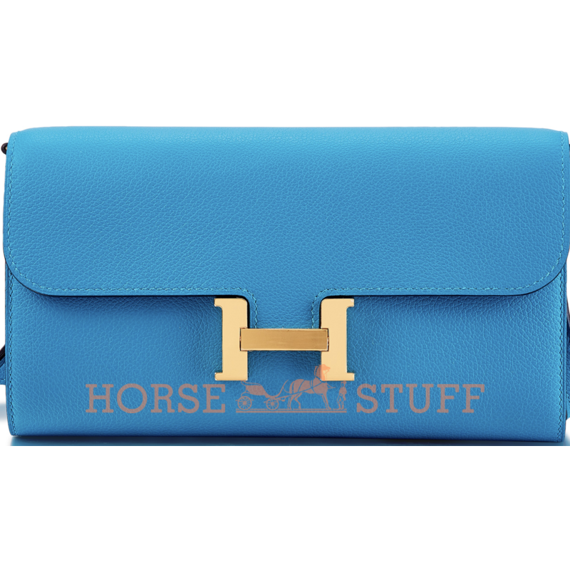 Hermès Constance To Go Wallet Blue Zanzibar Evercolor GHW