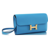 Hermès Constance To Go Wallet Blue Zanzibar Evercolor GHW