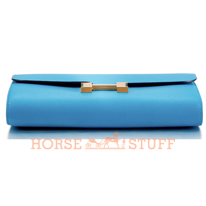 Hermès Constance To Go Wallet Blue Zanzibar Evercolor GHW