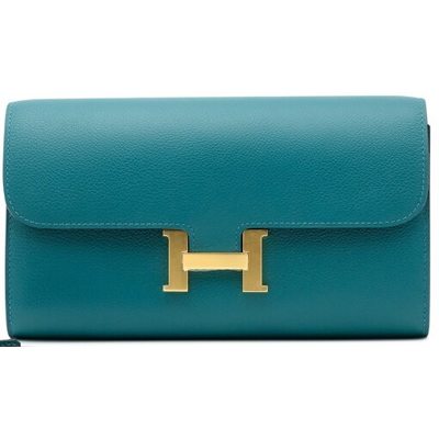 Hermès Constance To Go Wallet Vert Bosphore Evercolor GHW