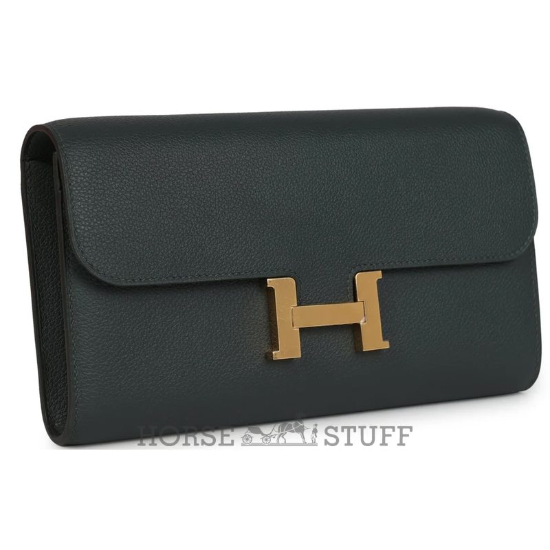 Hermès Constance To Go Wallet Vert Mangrove Evercolor GHW
