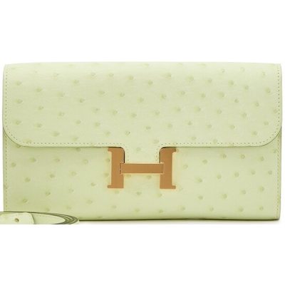 Hermès Constance To Go Wallet Vert Criquet Ostrich GHW