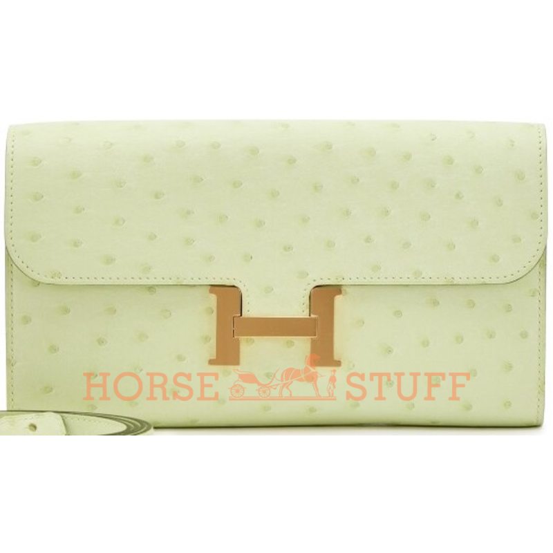 Hermès Constance To Go Wallet Vert Criquet Ostrich GHW