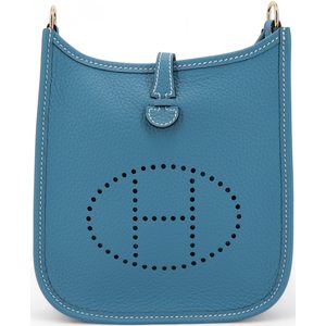 Hermès Evelyne Mini II TPM 16 Blue Jean Clemence GHW