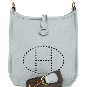 Hermès Evelyne Mini II TPM 16 Blue Pale Clemence GHW