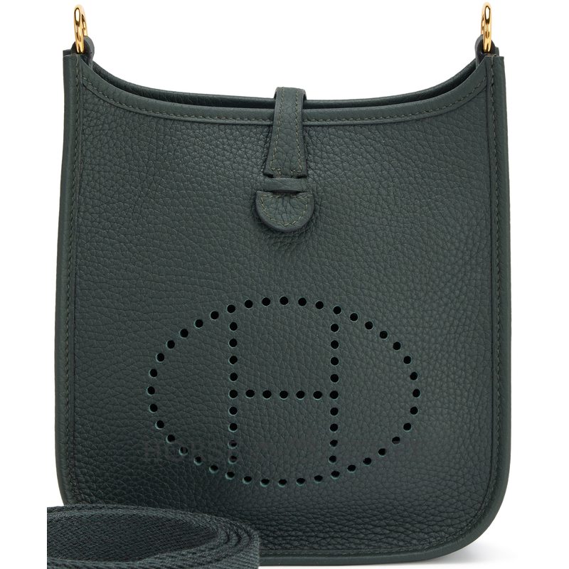 Hermès Evelyne Mini II TPM 16 Vert Fonce Clemence GHW