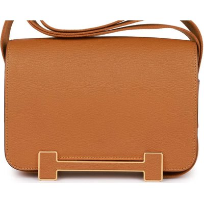 Hermès Geta Caramel Chèvre Mysore GHW