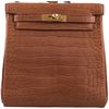 Hermes Kelly Ado II Backpack Gold Matte Crocodile Alligator GHW