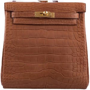 Hermes Kelly Ado II Backpack Gold Matte Crocodile Alligator GHW