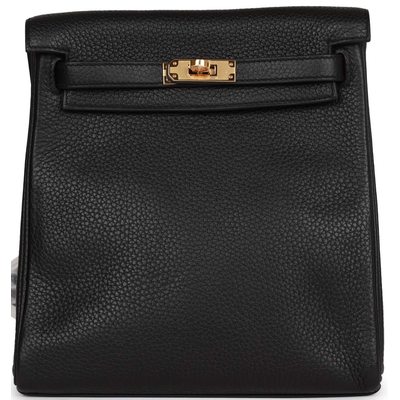 Hermes Kelly Ado II Backpack Black Clemence GHW