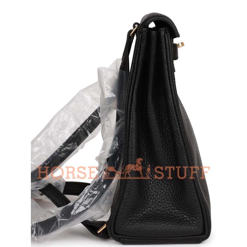 Hermes Kelly Ado II Backpack Black Clemence GHW