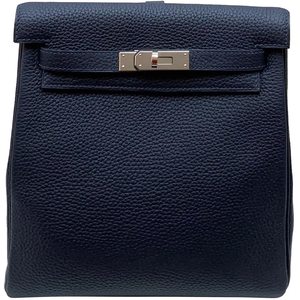 Hermes Kelly Ado II Backpack Blue Nuit Clemence PHW