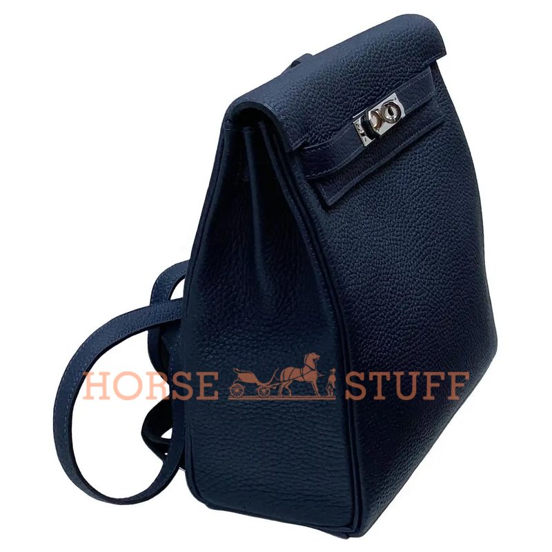 Hermes Kelly Ado II Backpack Blue Nuit Clemence PHW